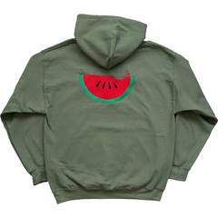 Watermelon Embroidered Keep Biting Hoody - Moss Green