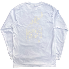 Watermelon Cool Off Outline Long Sleeve Tee White w/White