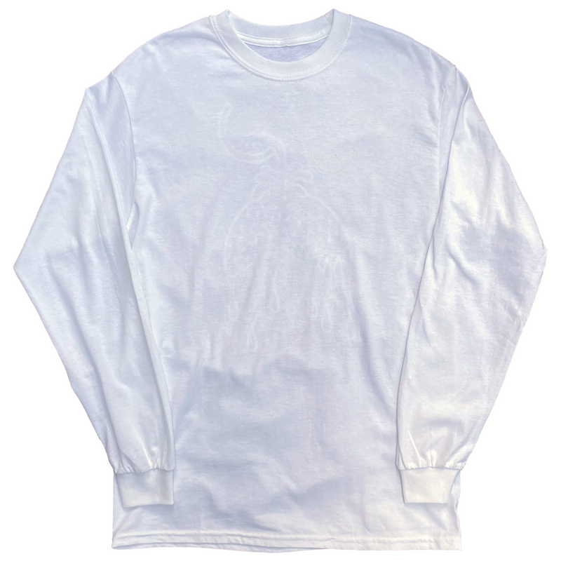 Watermelon Cool Off Outline Long Sleeve Tee White w/White